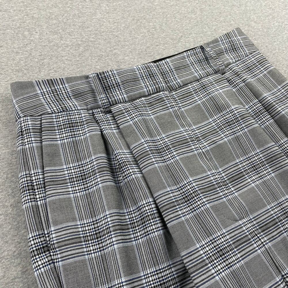 Nordstrom Womens High Waist Pleated Pants 10 Glen Plaid Black Blue Check Trouser - Picture 11 of 16